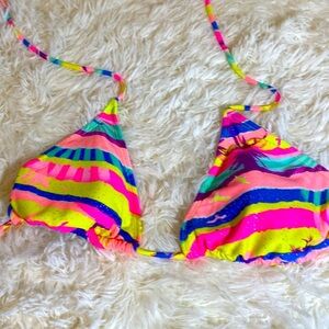 OP FLORESCENT MULTICOLOR STRING BIKINI TOP Sz XL XG 15 - 17 - Never Worn…